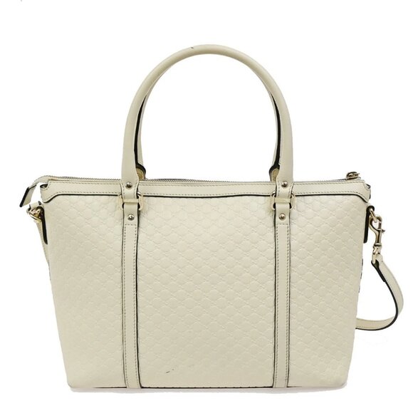 GUCCI Micro GG Guccissima 2Way Shoulder Hand Bag Leather White Italy 23KB342 - Picture 3 of 16